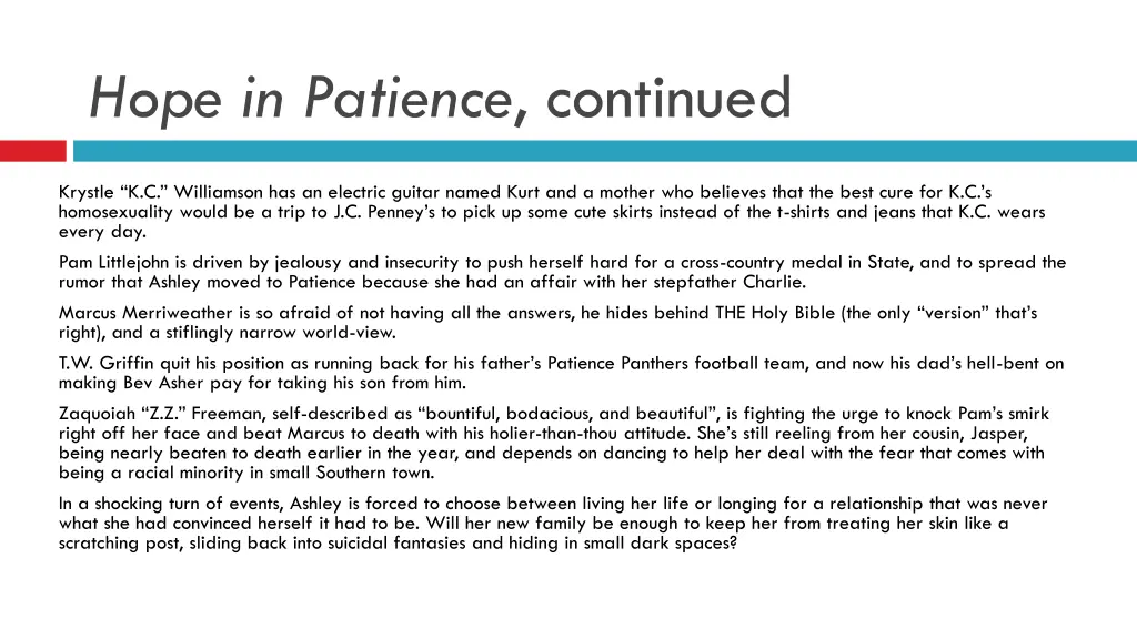 hope in patience continued