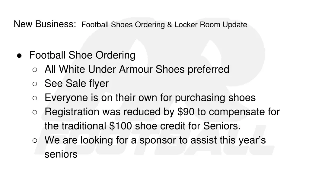 new business football shoes ordering locker room