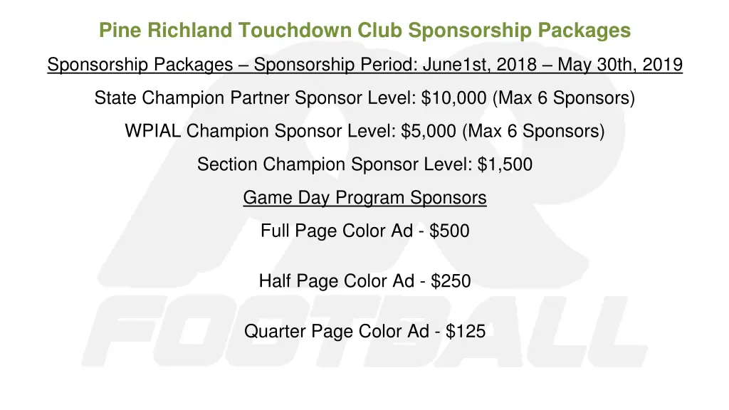 pine richland touchdown club sponsorship packages 3