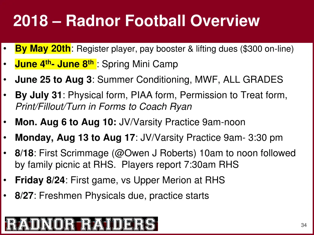 2018 radnor football overview