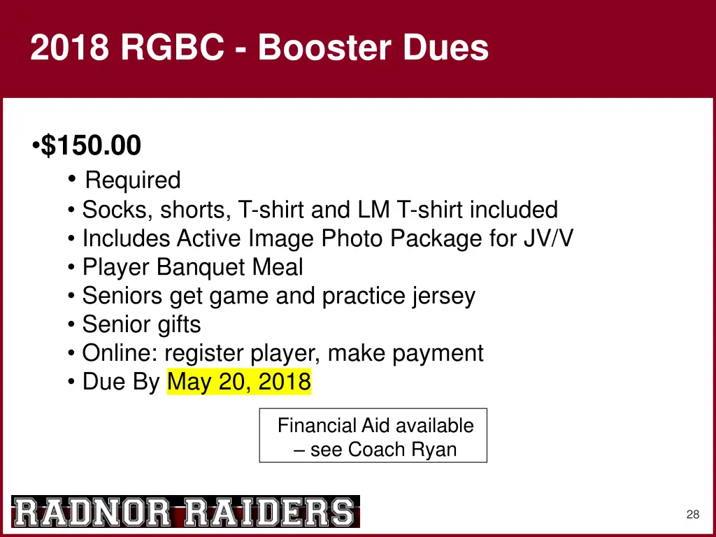 2018 rgbc booster dues