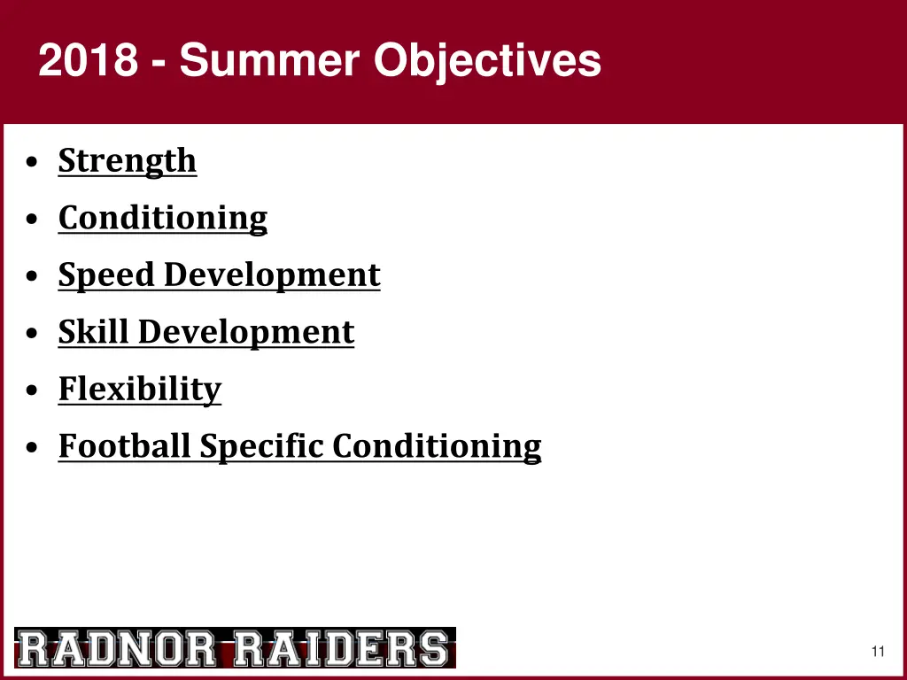 2018 summer objectives