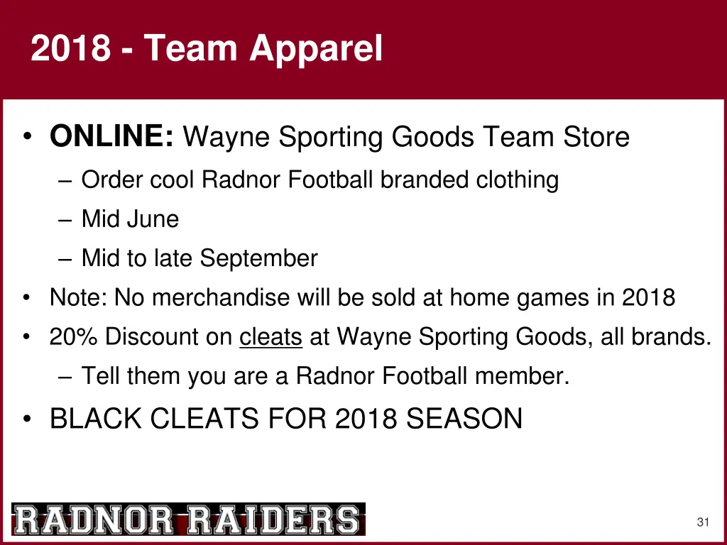 2018 team apparel