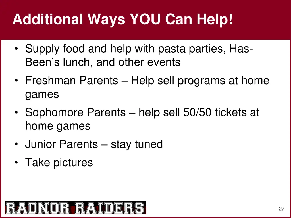 additional ways you can help