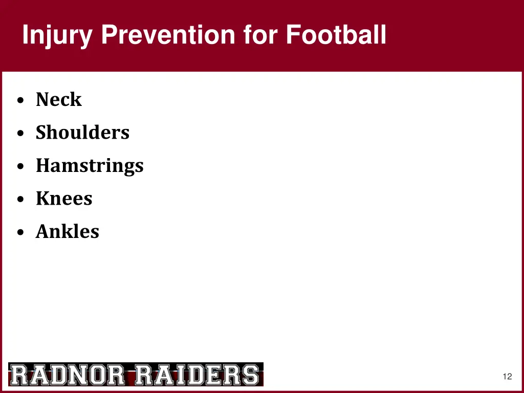 injury prevention for football