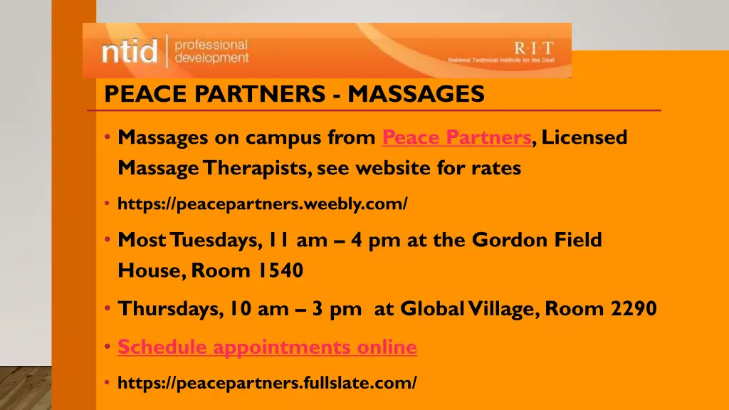 peace partners massages