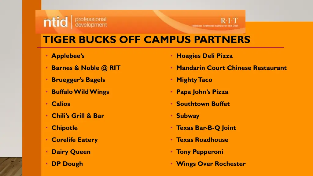 tiger bucks off campus partners