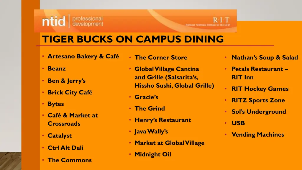 tiger bucks on campus dining