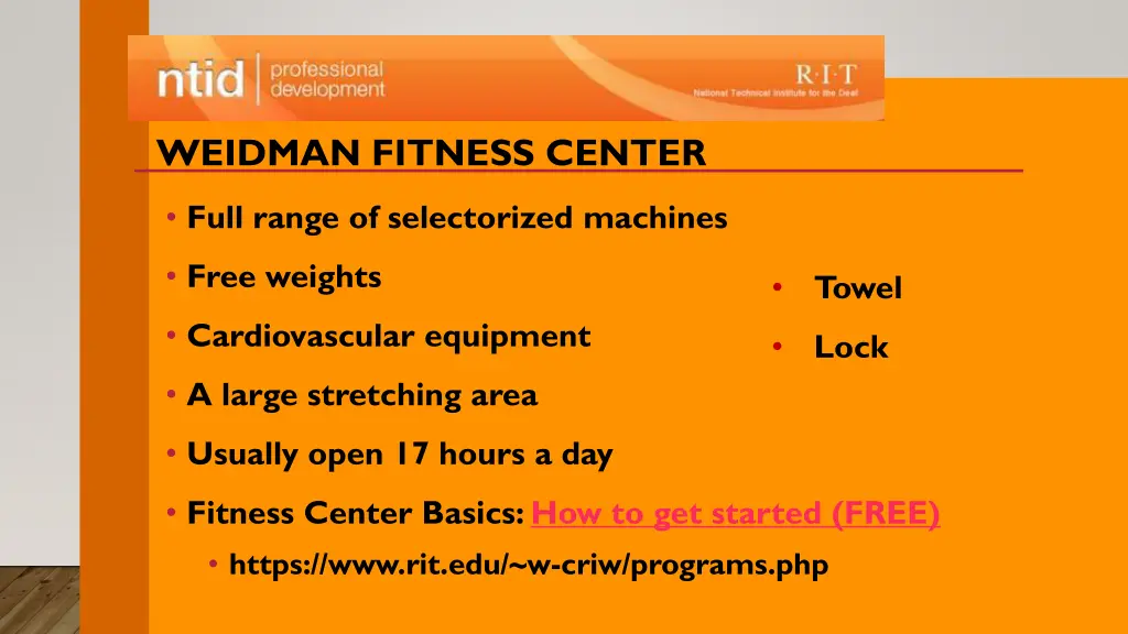 weidman fitness center