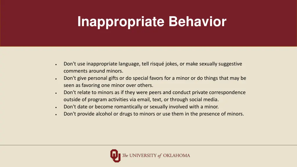 inappropriate behavior