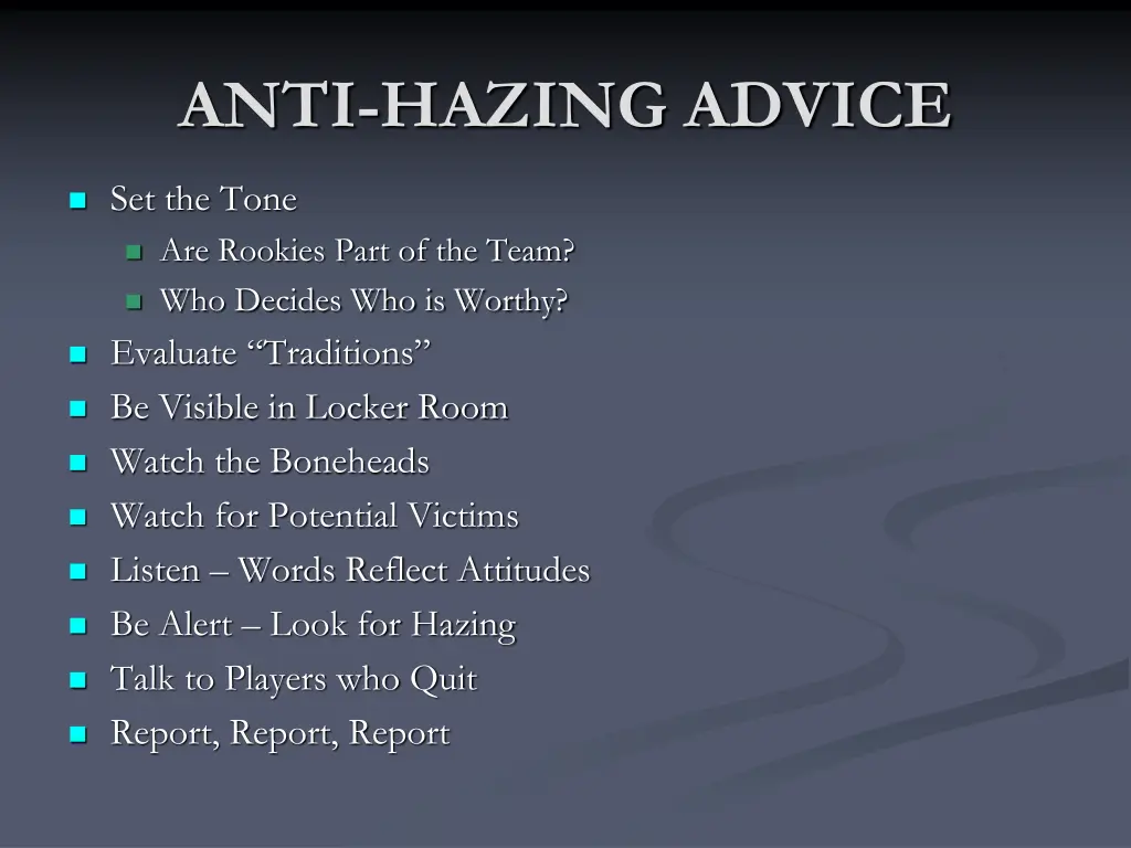 anti hazing advice