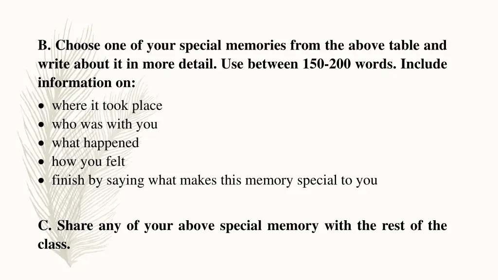 b choose one of your special memories from