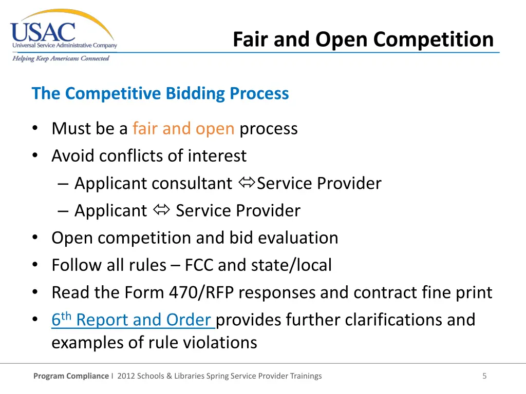 fair and open competition