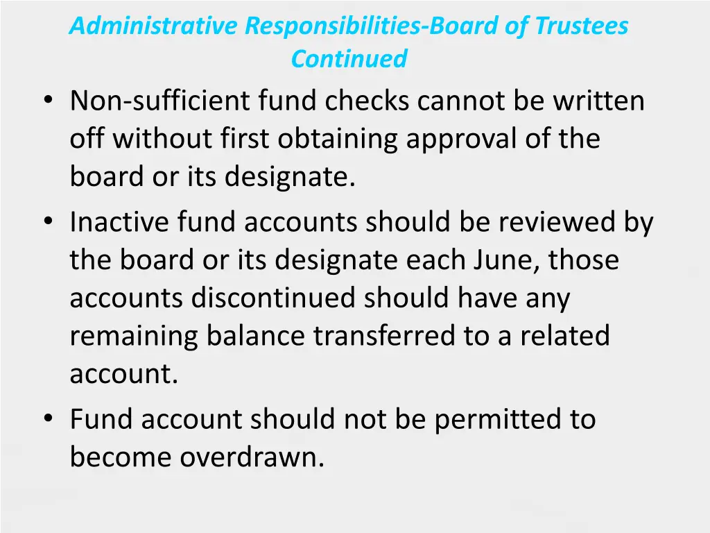 administrative responsibilities board of trustees 1