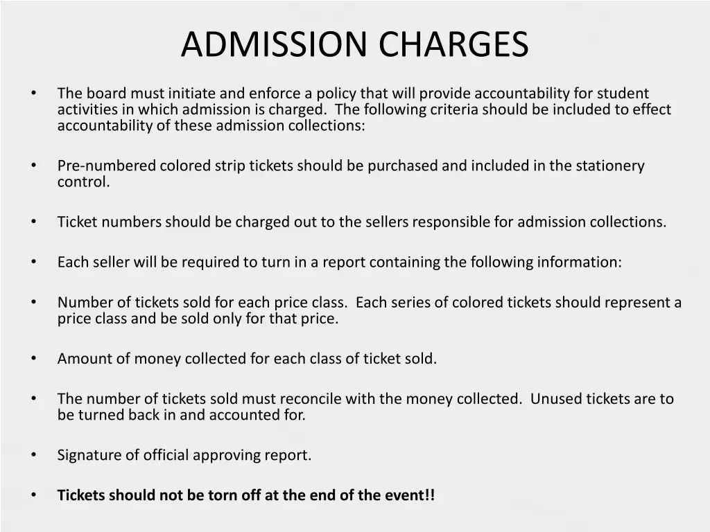 admission charges