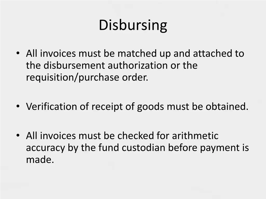 disbursing