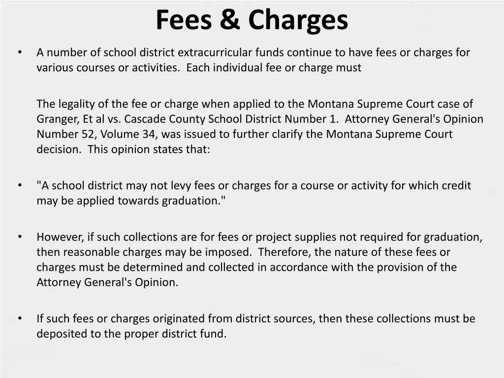 fees charges