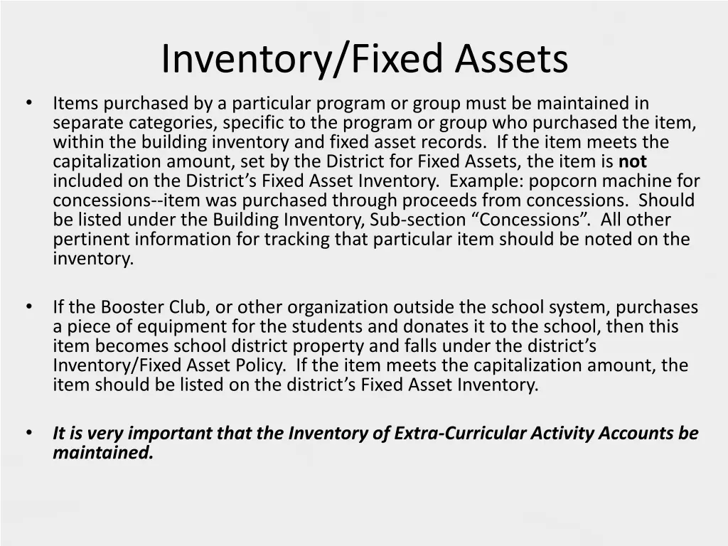 inventory fixed assets