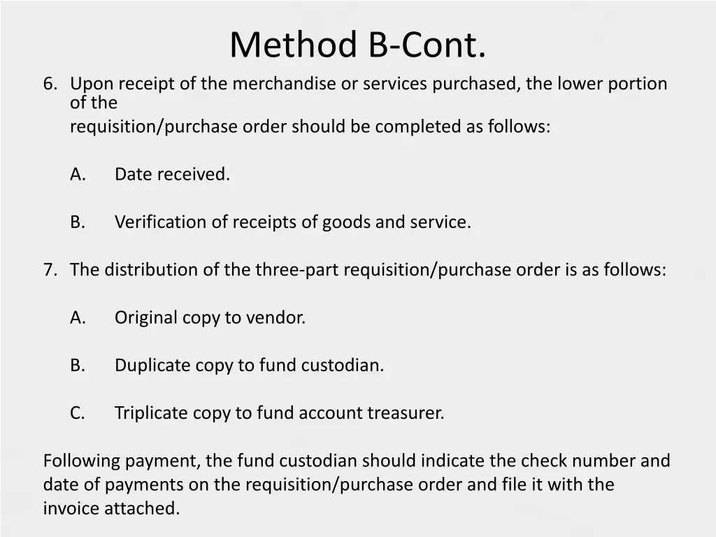 method b cont