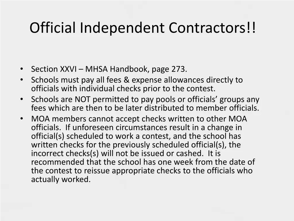 official independent contractors