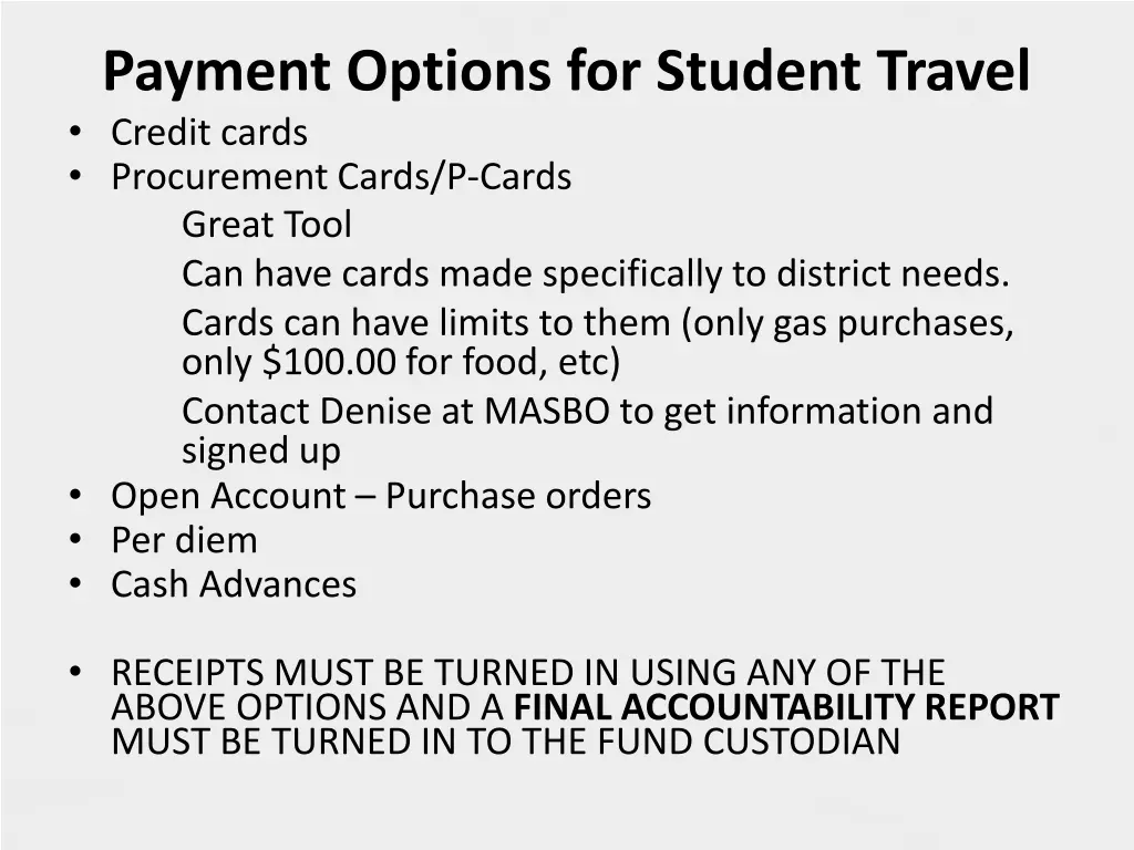 payment options for student travel credit cards