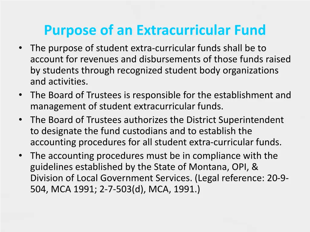 purpose of an extracurricular fund the purpose