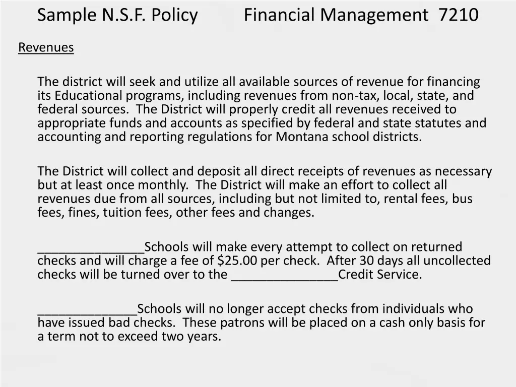 sample n s f policy