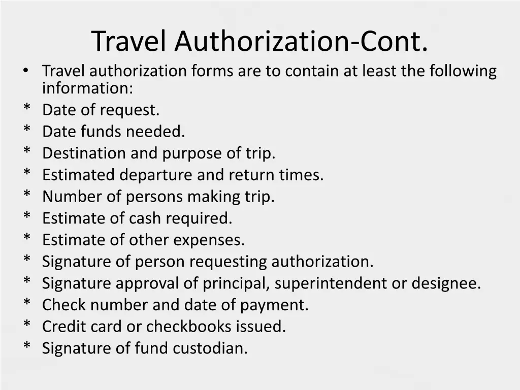 travel authorization cont travel authorization