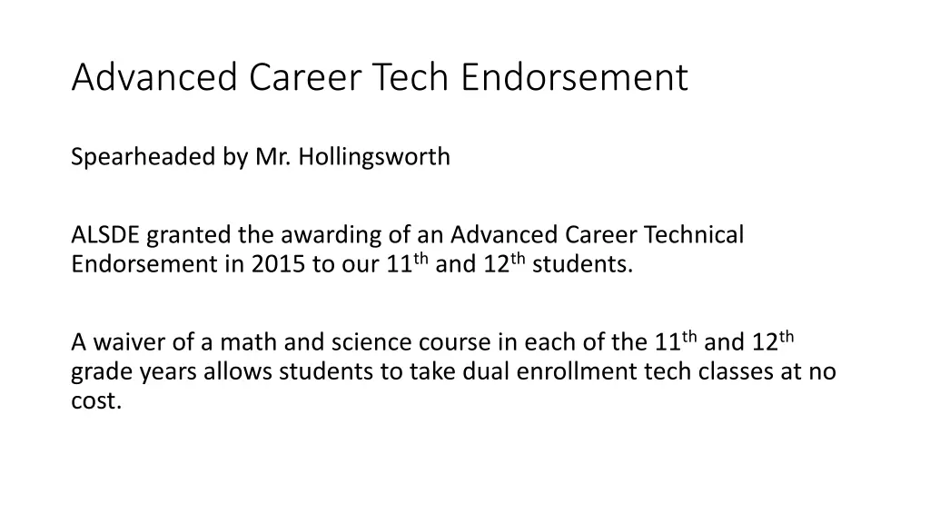 advanced career tech endorsement