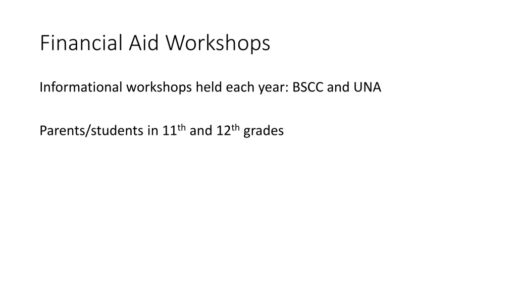 financial aid workshops