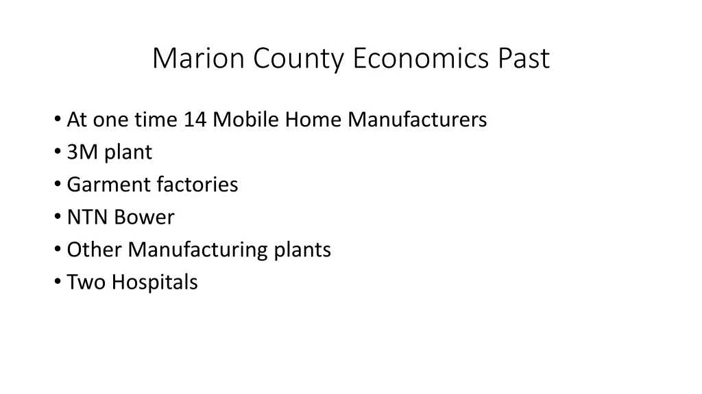 marion county economics past