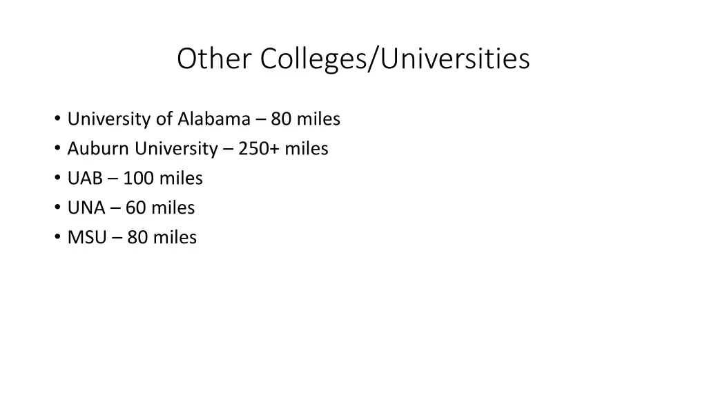 other colleges universities