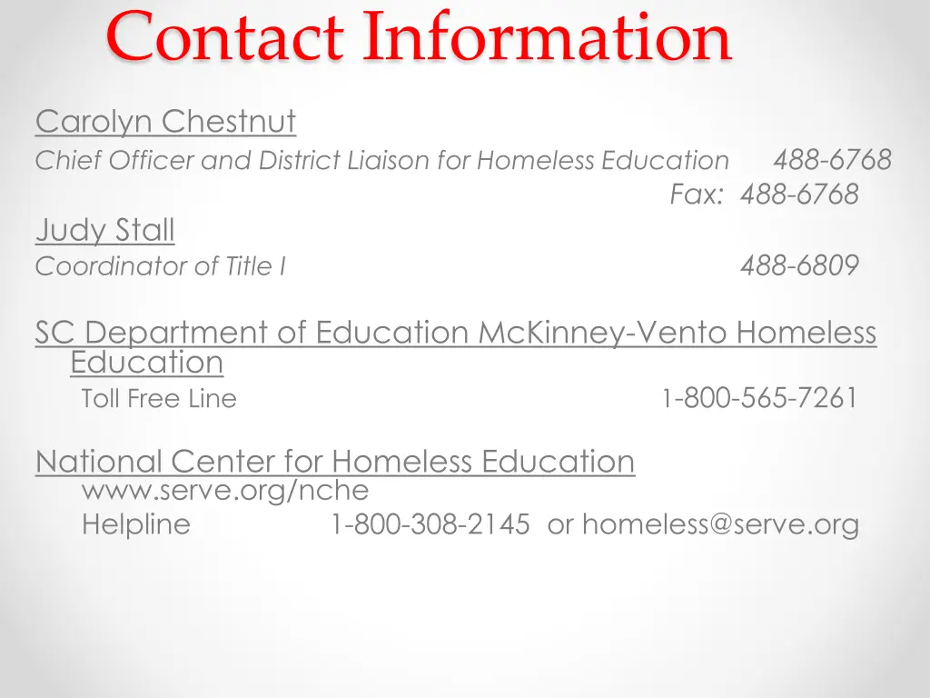 contact information