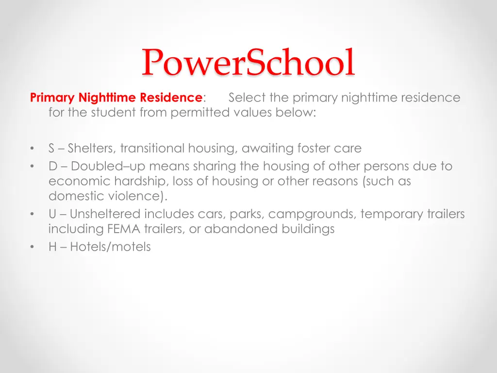 powerschool select the primary nighttime