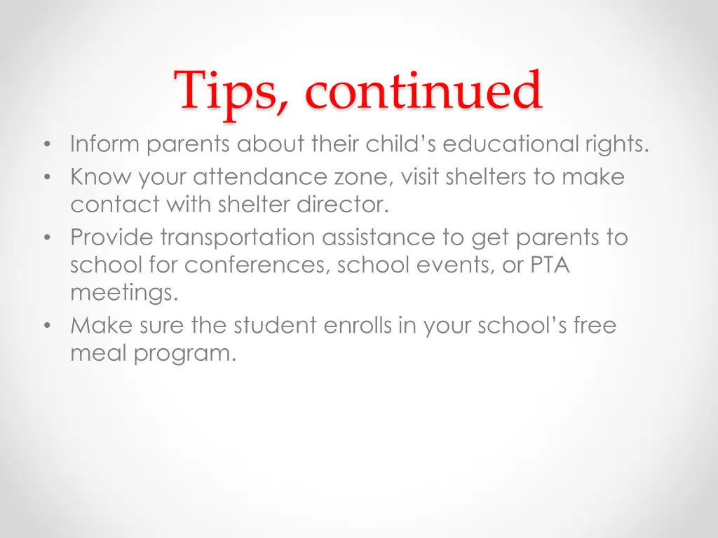 tips continued inform parents about their child