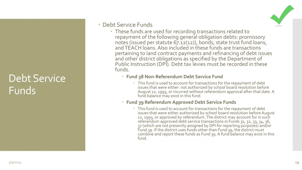 debt service funds these funds are used