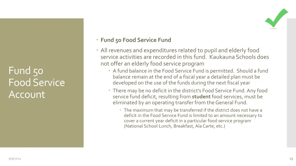 fund 50 food service fund