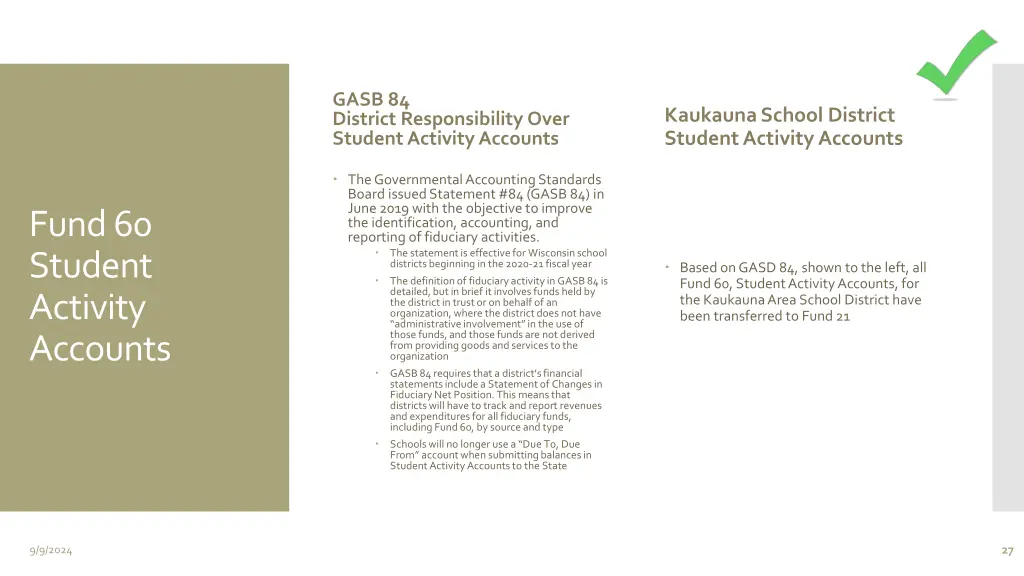 gasb 84 district responsibility over student