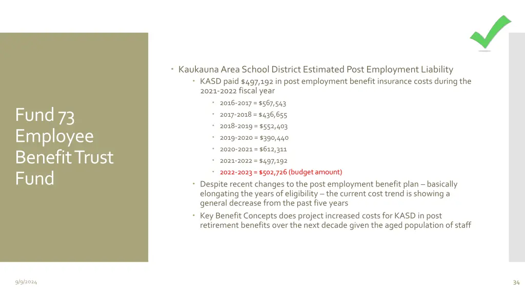 kaukauna area school district estimated post 1