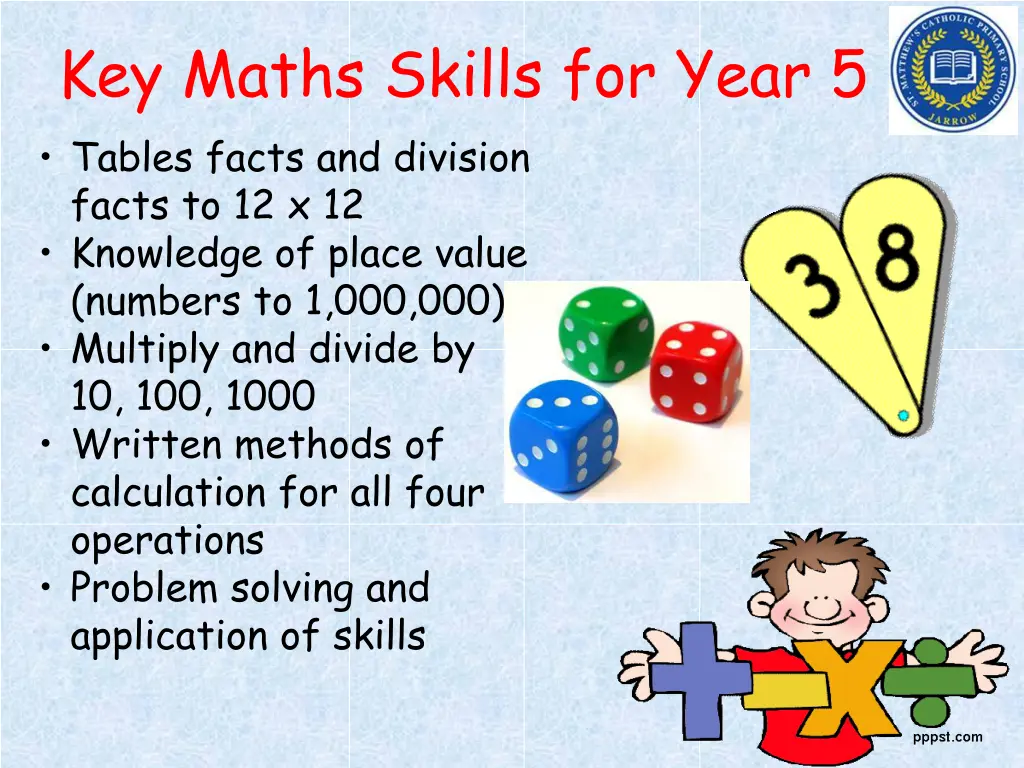 key maths skills for year 5 tables facts