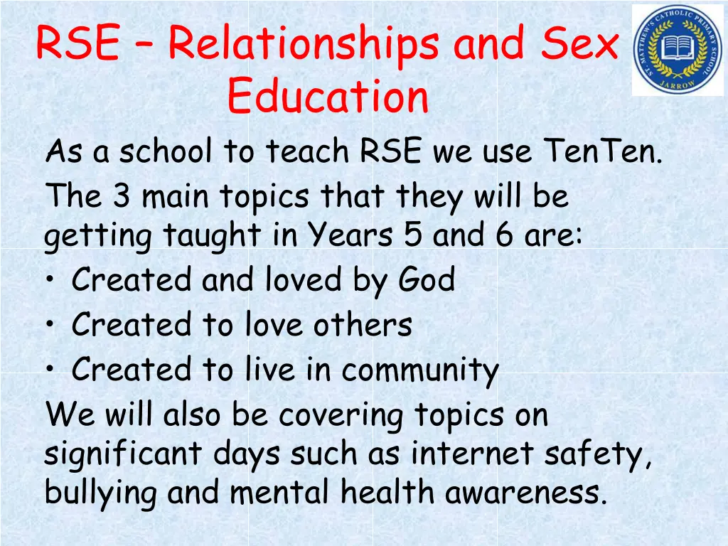 rse relationships and sex education as a school