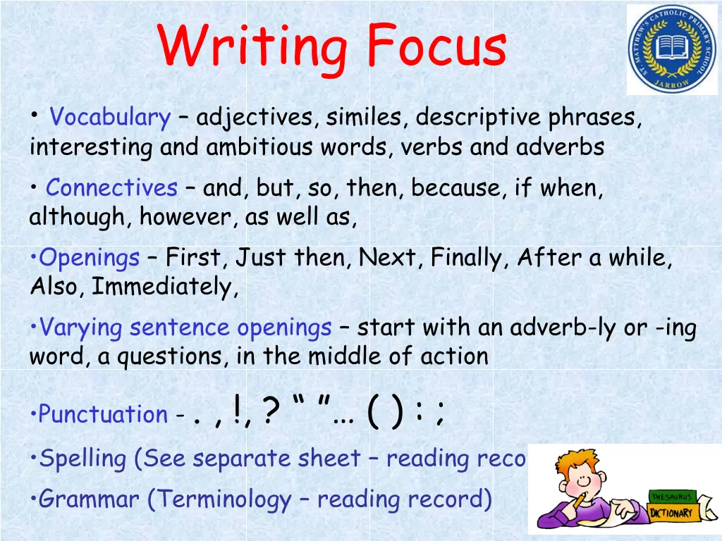 writing focus vocabulary adjectives similes