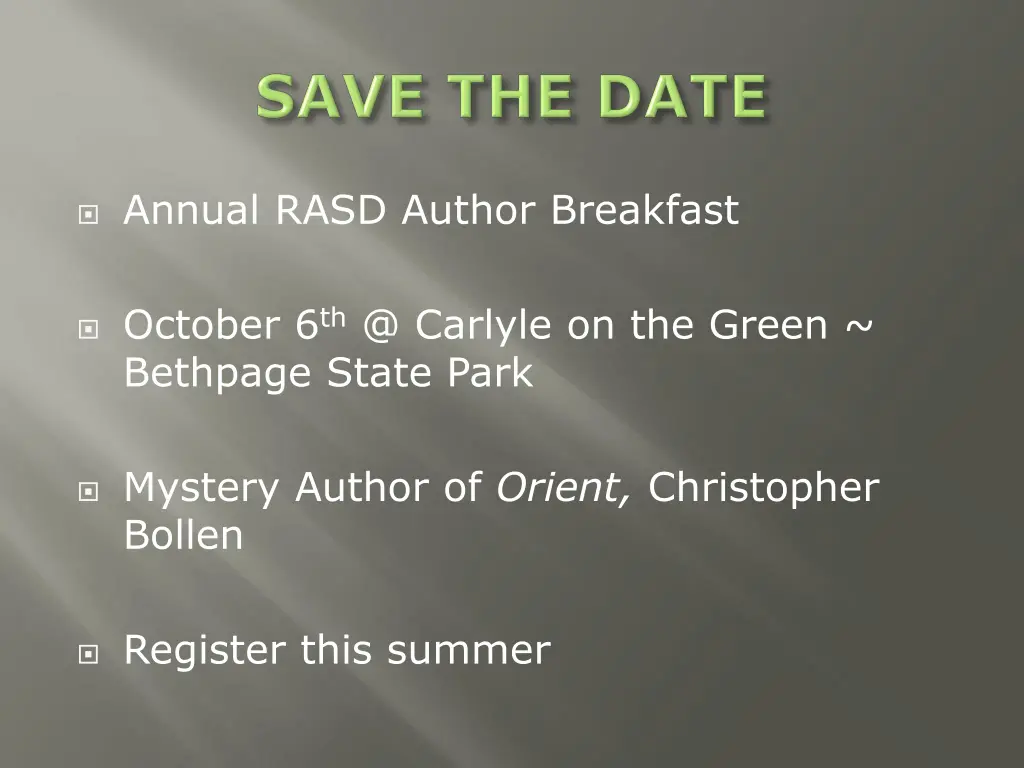 annual rasd author breakfast