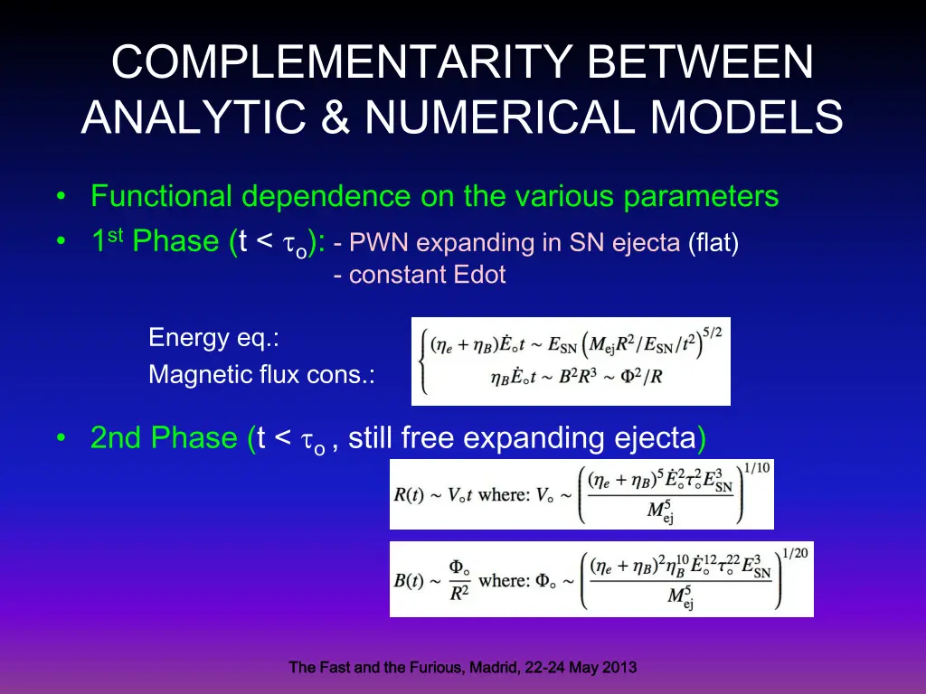 complementarity between analytic numerical models