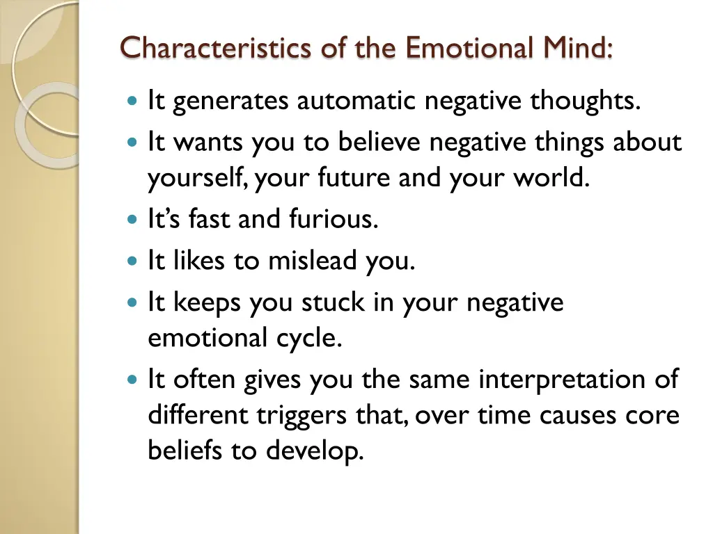 characteristics of the emotional mind