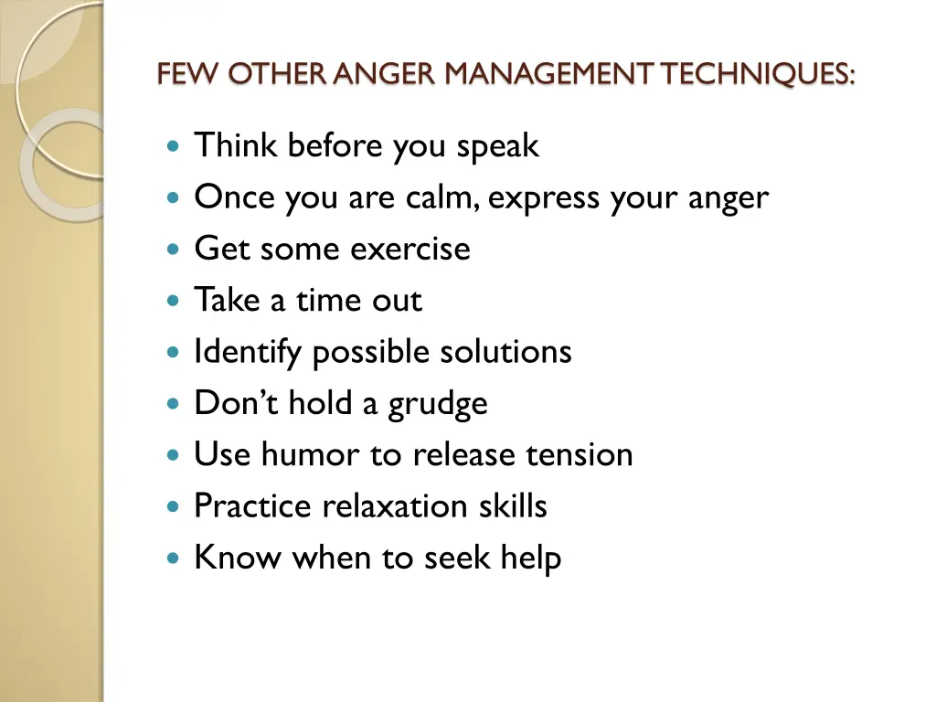 few other anger management techniques