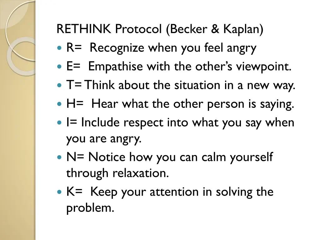 rethink protocol becker kaplan r recognize when