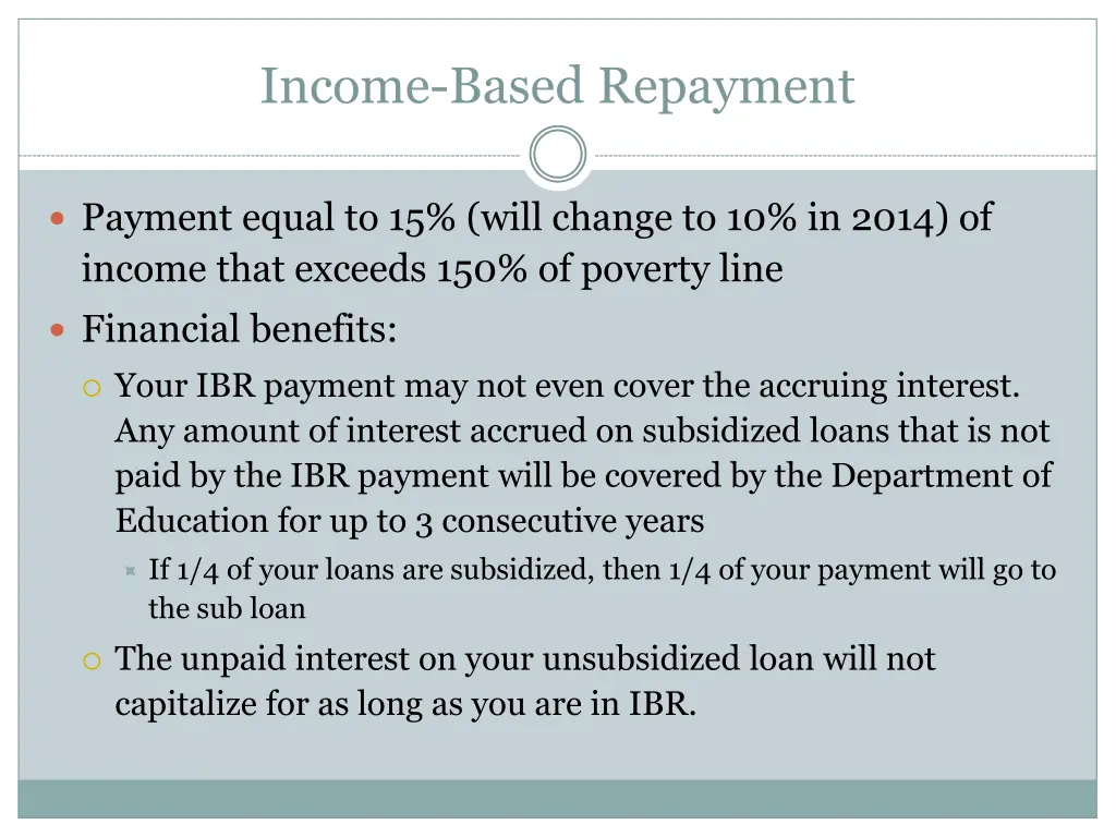 income based repayment