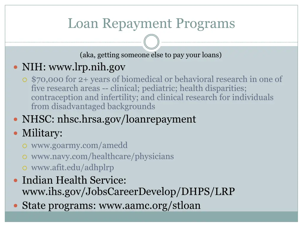 loan repayment programs