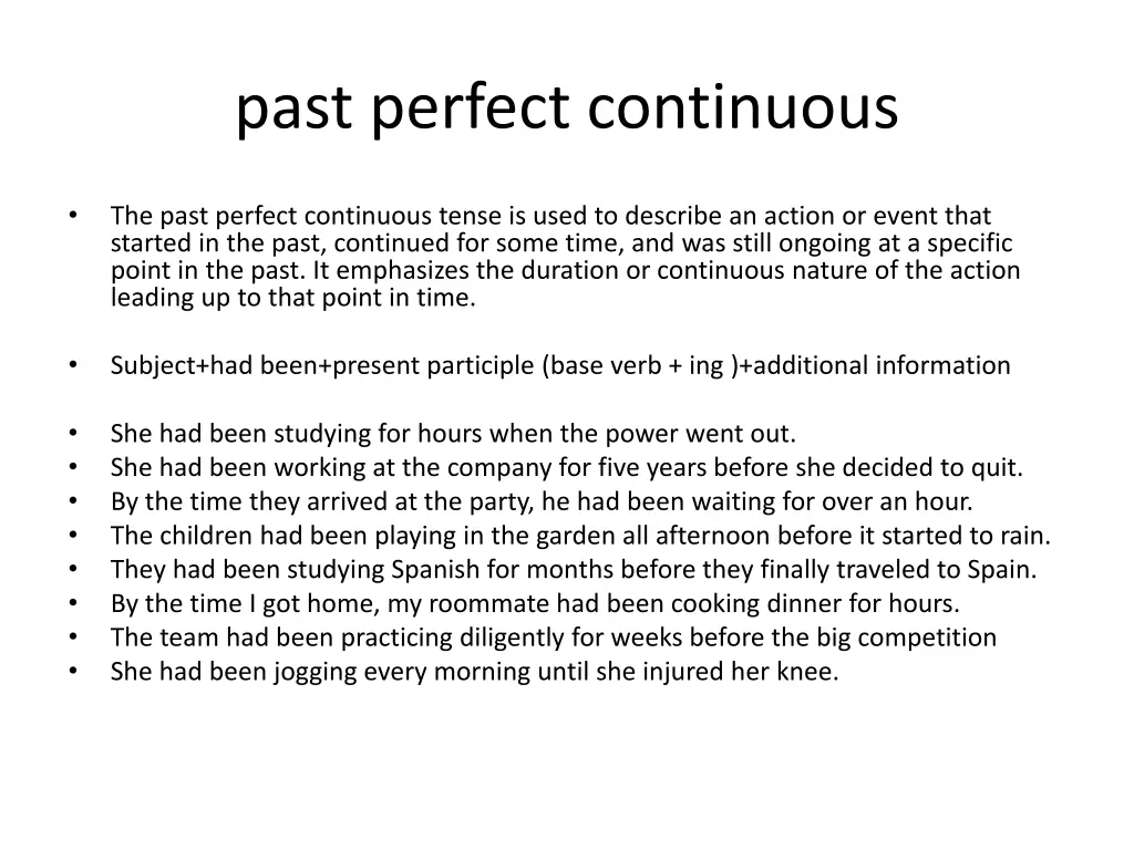 past perfect continuous